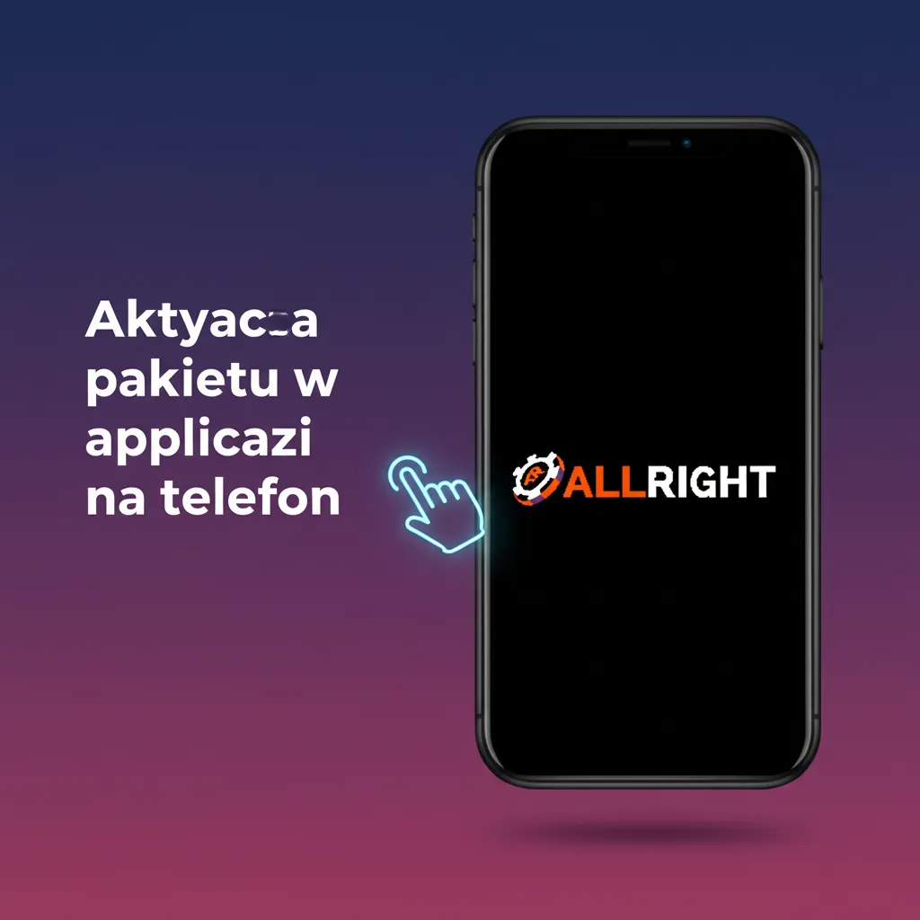 Ekran smartfona z aplikacją: logowanie, wybór pakietu powitalnego, depozyt i aktywacja bonusu krok po kroku.