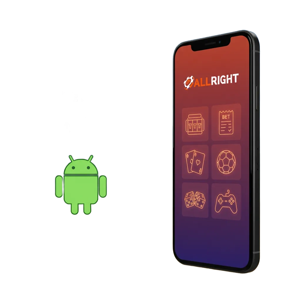 Allright na Android: aplikacja kasynowa i sportowa do gry i mobilnego obstawiania, szybkie płatności.