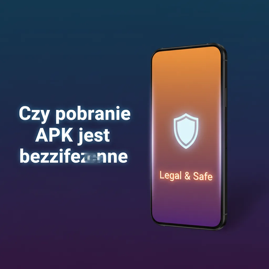 Ilustracja bezpiecznego pobierania APK: kłódka SSL, licencja, KYC; pobieraj tylko z oficjalnej strony.