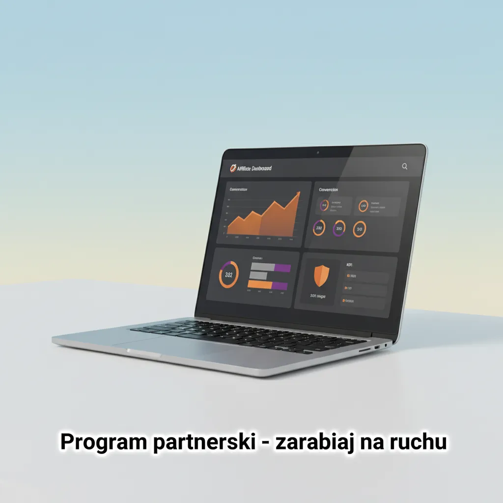 Baner programu partnerskiego: zarabiaj na ruchu; Revenue Share, CPA, hybryda; dołącz przez formularz w stopce.
